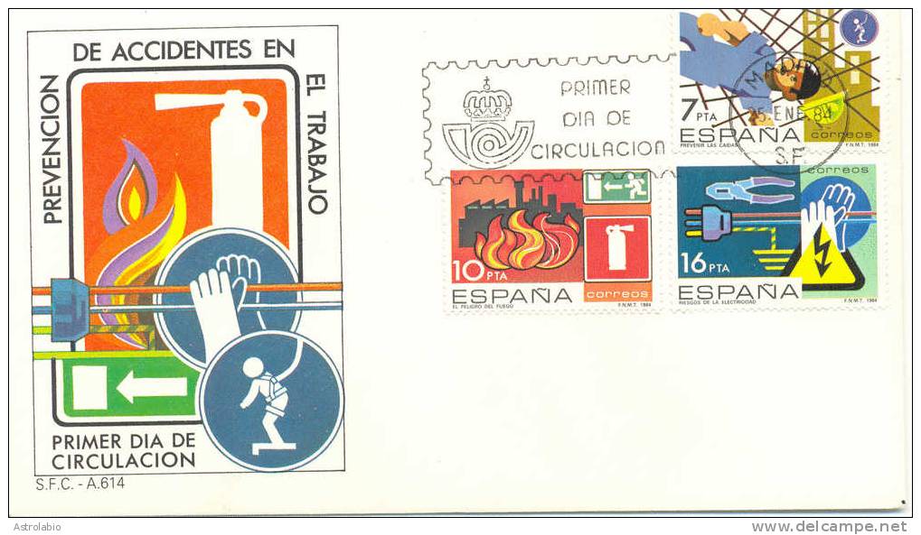 Espagne FDC 1984 " Prévention Des Accidents Du Travail " Yvert  2352/4 - Accidents & Road Safety