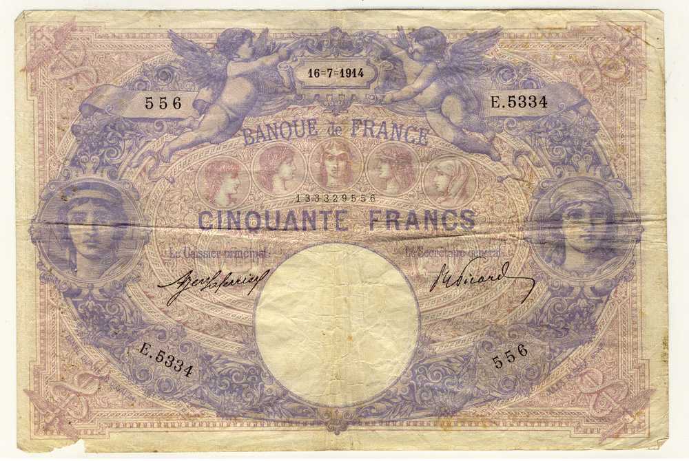 50  Francs  -   Bleu Et Rose  -  P.64 E  -  Alphabet  E.5334  -  Fayette N° 14/27 - 50 F 1889-1927 ''Bleu Et Rose''