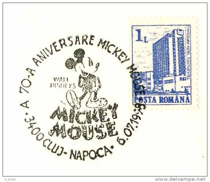 Mickey Mouse, Cinéma, Bande Dessiné: Oblit. Temp. 1998 - Disney Special Cancel From Romania On Plain Cover. Comic - Disney