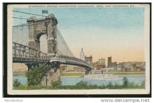 USA CINCINNATI / Suspension Bridge Connecting Cincinnati / CARTE COULEUR - Cincinnati