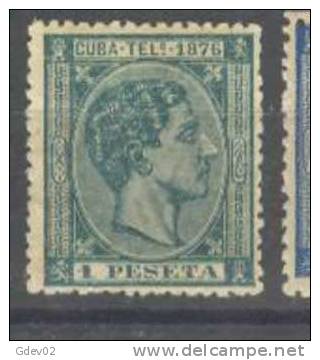 CUTGF35-3099C2..CUBA ESPAÑOLA.TELEGRAFOS .ALFONSO Xlll.1876 (Ed 35*) Con Charnela.MAGNIFICO - Elobey, Annobon & Corisco
