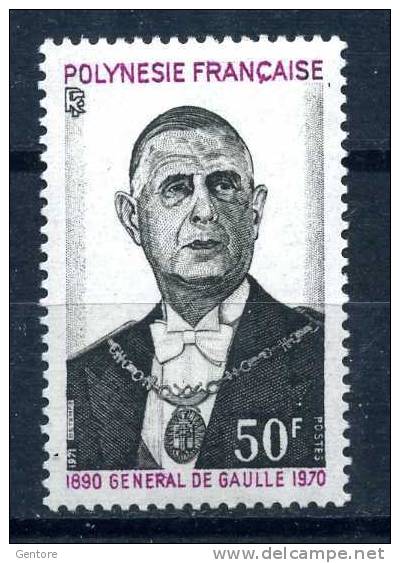 1971  POLYNESIA  C. De Gaulle Yvert Cat. 90  Perfect Mint  Never Hinged - De Gaulle (General)