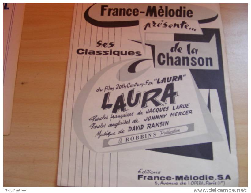 LAURA DU FILM **LAURA**FRANCE MELODIE SES CLASSIQUES DE LA CHANSON - Film Music