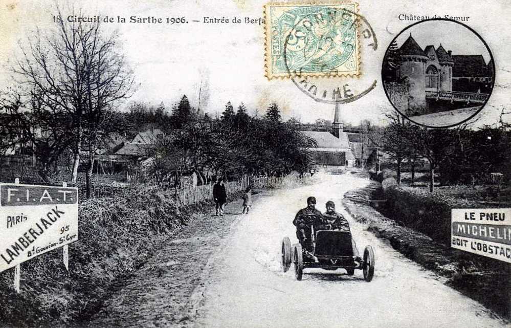 72 COURSE AUTOMOBILE CIRCUIT DE LA SARTHE  1906 ENTREE DE BERFAY - Autres & Non Classés