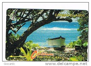 CAYMAN ISLANDS - GPT - BARCA E ALBERO     CODE 6CCIB - USATA°  (USED)  -  RIF. 1016 - Isole Caiman