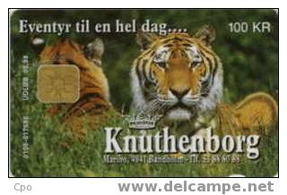 # DANMARK DANMONT-36 Knuthenborg - Tiger 100 Puce?  -animal,tiger,tigre- Tres Bon Etat - Denmark