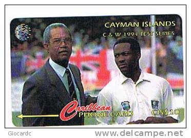 CAYMAN ISLANDS - GPT - 1995 TEST SERIES: SPORT (BRIAN LARA AND SIR GARFIELD SOBERS)  CODE 12CCIA  - (USED)  -  RIF. 1025 - Sport