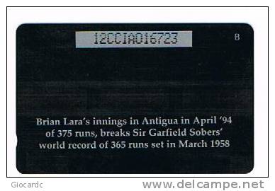 CAYMAN ISLANDS - GPT - 1995 TEST SERIES: SPORT (BRIAN LARA AND SIR GARFIELD SOBERS)  CODE 12CCIA  - (USED)  -  RIF. 1025 - Sport