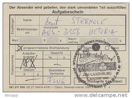 Austria-1990 Registration Receipt With Scout Postmark - Other & Unclassified