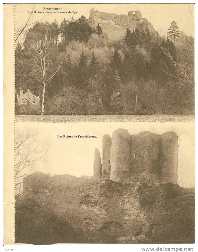 CP De FRANCHIMONT " Les Ruines , Vues De La Route De Spa / Les Ruines  De Franchimont " Cartes Non-découpées RRR. - Theux