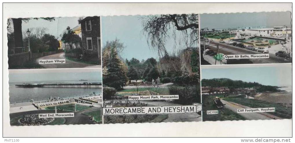 ANGLETERRE CARTE PANORAMIQUE MORECAMBE AND HEYSHAM MULTIVUES BELLE CARTE - Autres & Non Classés