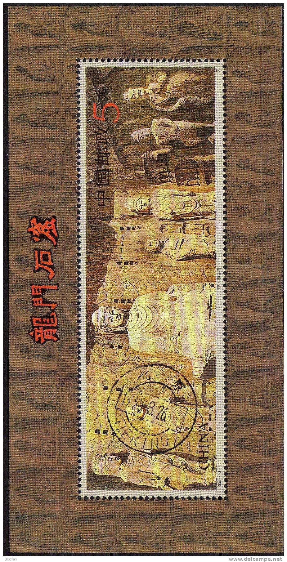Longmenschlucht Höhlen-Tempel 1993 China 2496,Block 63 **/o 10€ Skulpturen Figuren-Gruppe Fengxian-Tempel M/s Sheet CINA - Usati