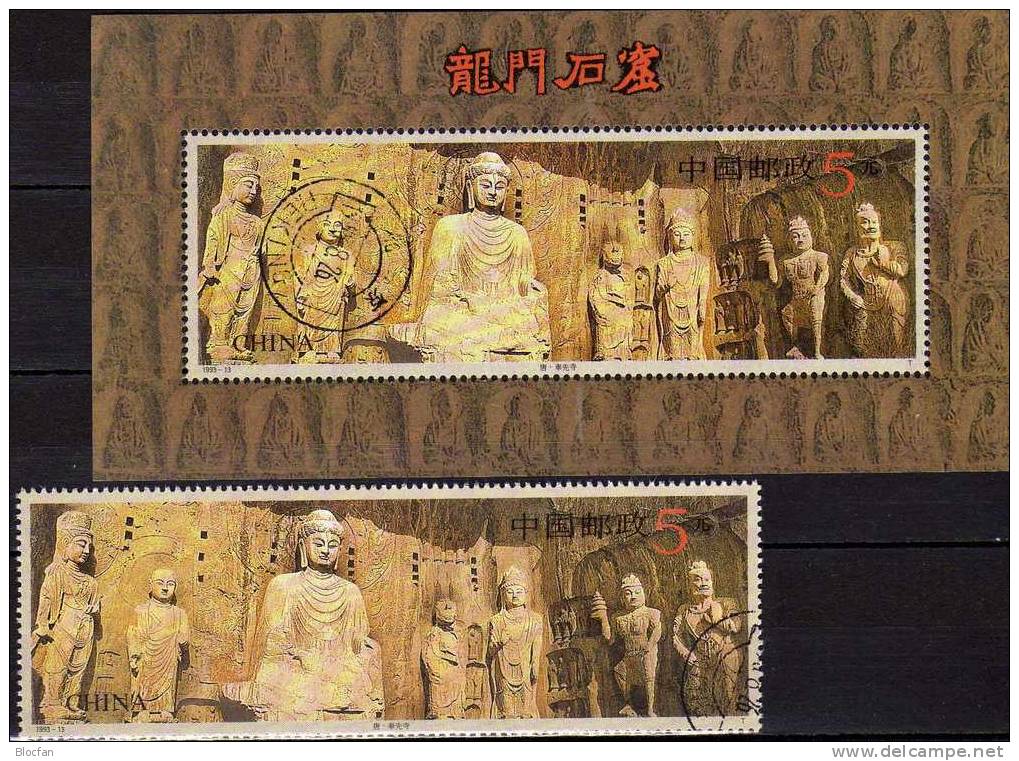Longmenschlucht Höhlen-Tempel 1993 China 2496,Block 63 **/o 10€ Skulpturen Figuren-Gruppe Fengxian-Tempel M/s Sheet CINA - Gebraucht