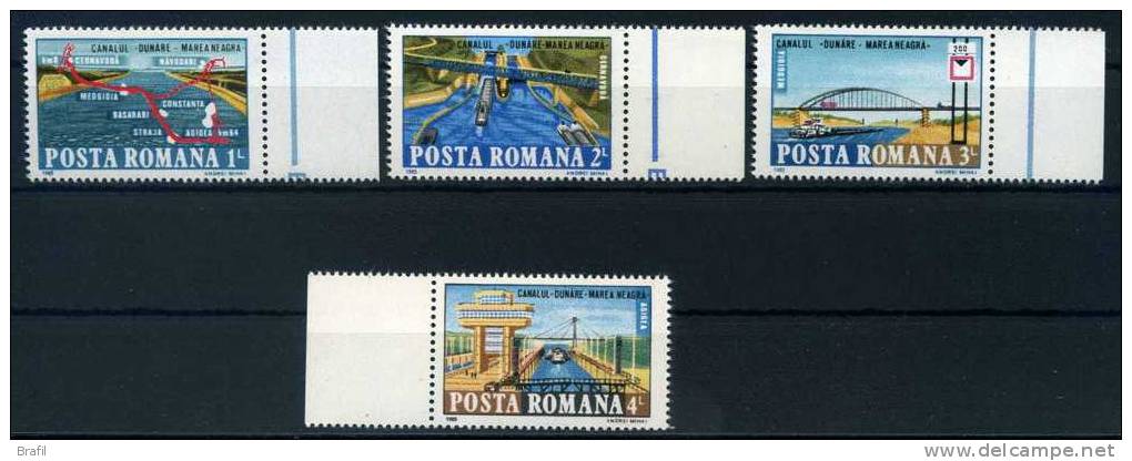 1985 Romania, Il Canale Danubio - Mar Nero, Serie Completa Nuova (**). - Neufs