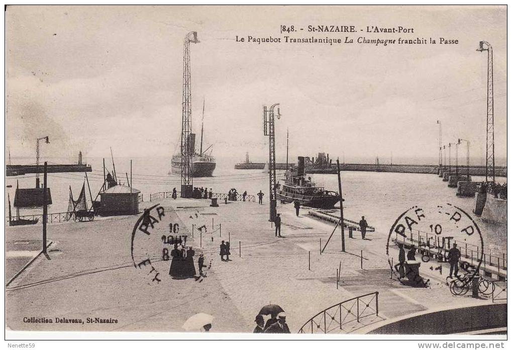 SAINT NAZAIRE L'Avant Port + Paquebot Transatlantique " La Champagne " En 1911 - Saint Nazaire