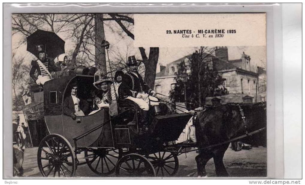 NANTES   MI CAREME 1925     UNE 4CV EN 1830   ATTELAGE - Taxis & Fiacres