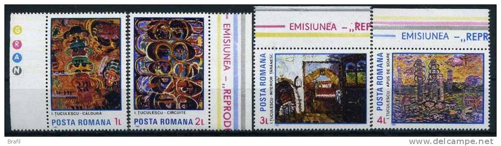 1985 Romania, Quadri Pittore Ioan Tuculescu , Serie Completa Nuova (**). - Unused Stamps
