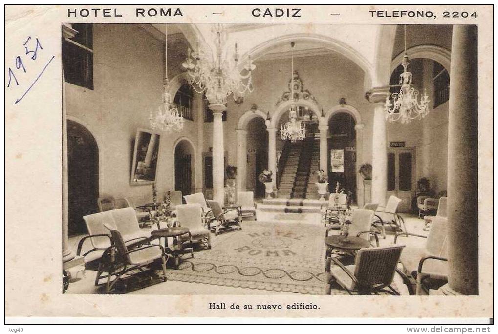 ESPAGNE  -  CADIZ  - HOTEL ROMA  -  Hall De Su Nuevo  Edificio  -1951 - Cádiz