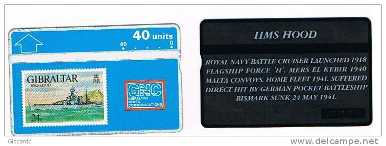 GIBILTERRA (GIBRALTAR) - L & G - 1993 NAVI: HMS HOOD (ROYAL NAVY BATTLE CRUISER ) - MINT** -  RIF. 3835 - Gibilterra