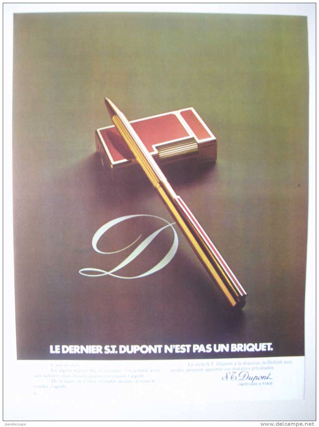 PUB-PUBLICITE- COLLECTION  -BRIQUET -STYLO- DUPONT -1973- - Publicités