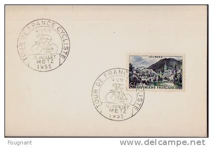 SPORTS:CYCLISME;TOUR DE FRANCE:1955:oblit.METZ .10-juillet-1955.4e étape. - Ciclismo