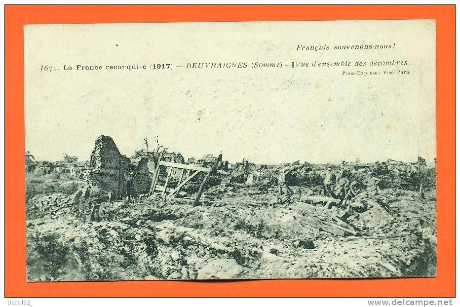 Dpt   80   Beuvraignes  "  Vue D´ensemble Des Decombres  "  Ruines De Guerre - Beuvraignes