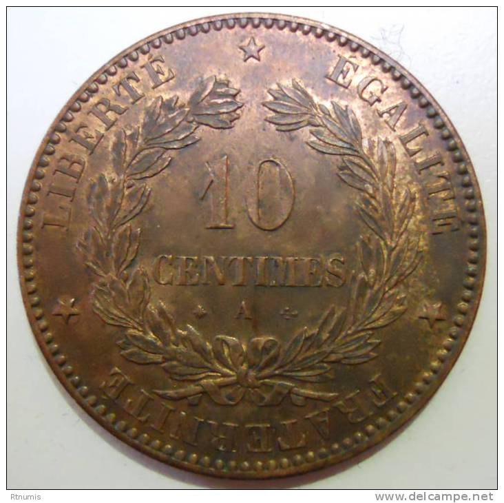 10 Centimes Cérès 1872 A PARIS SUPERBE Cote 90 Euro - Otros & Sin Clasificación