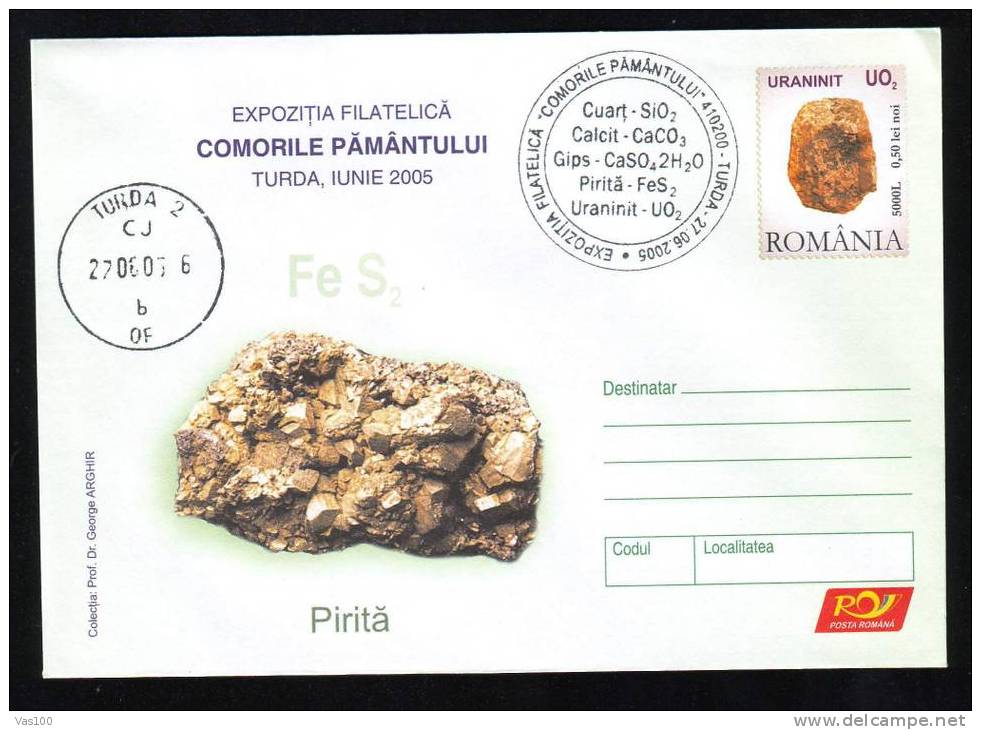 Minerals,MINERAUX,"PIRITA   URANIT" ,PMK On Cover,postal Stationery ENTIER POSTAUX. - Minerals