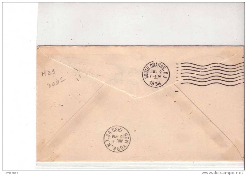 IRLANDE - 1939 - LETTRE PAR AVION De BAILE Pour South Orange (USA) - 1° LIAISON AERIENNE (FIRST FLIGHT AIR MAIL SERVICE) - Lettres & Documents