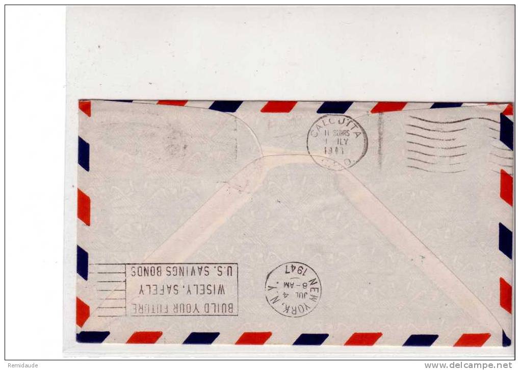 IRLANDE -1947- LETTRE PAR AVION De LUIMNEACH Pour CALCUTTA (INDE) - 1° LIAISON AERIENNE (FIRST FLIGHT AIR MAIL SERVICE) - Briefe U. Dokumente