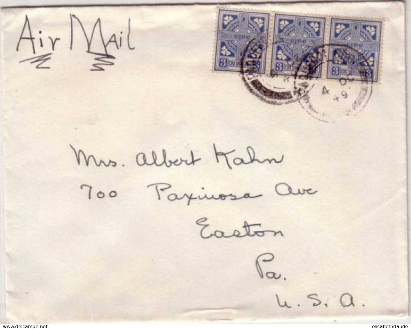 IRLANDE - 1949 - LETTRE  Pour EASTON (USA) - OBLITERATION PAQUEBOT "COBH" - UNITED STATES LINES - Storia Postale