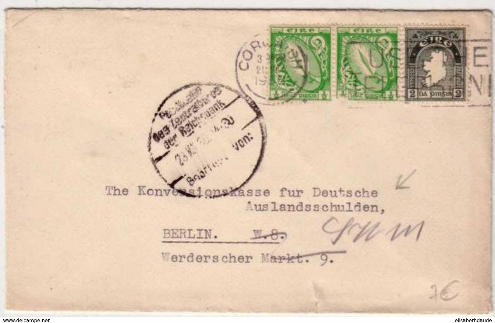 IRLANDE - 1956 - LETTRE De CORK Pour BERLIN (ALLEMAGNE) - - Brieven En Documenten