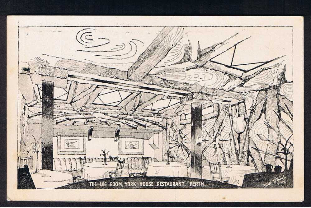 RB 617 - Advertising Postcard - The Log Room - York House Restaurant Perth Scotland - Perthshire