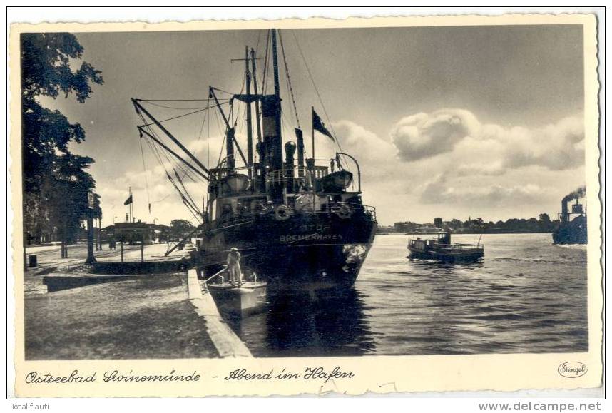 Swinemünde Abend Im Hafen Dampfer Stör Aus Bremerhaven Swinoujscie - Pommern