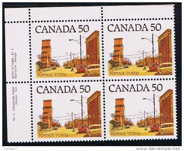 CANADA MNH #723 Corner BLOCK Of 4, INSCRIPTION, STREET - Ungebraucht