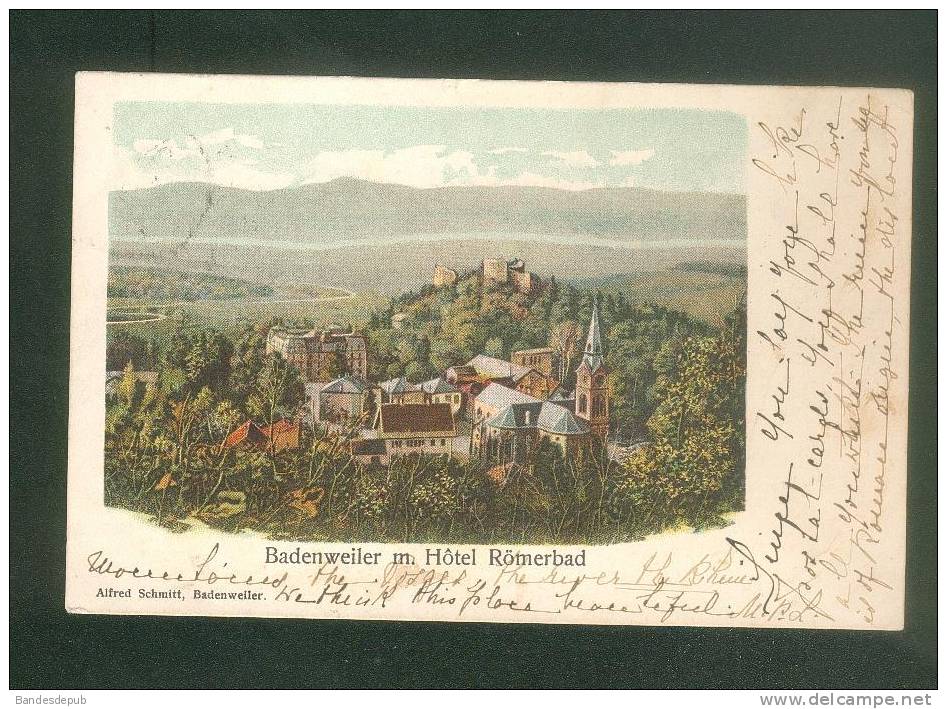 Allemagne - BADENWEILER M. Hôtel Römerbad ( Chromo Lithographie Alfred Schmitt Voyagé En 1903) - Badenweiler