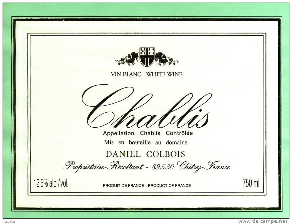 Etiquette De Vin Bourgogne Chablis - Daniel Colbois ["white Wine" - Vert] - Bourgogne
