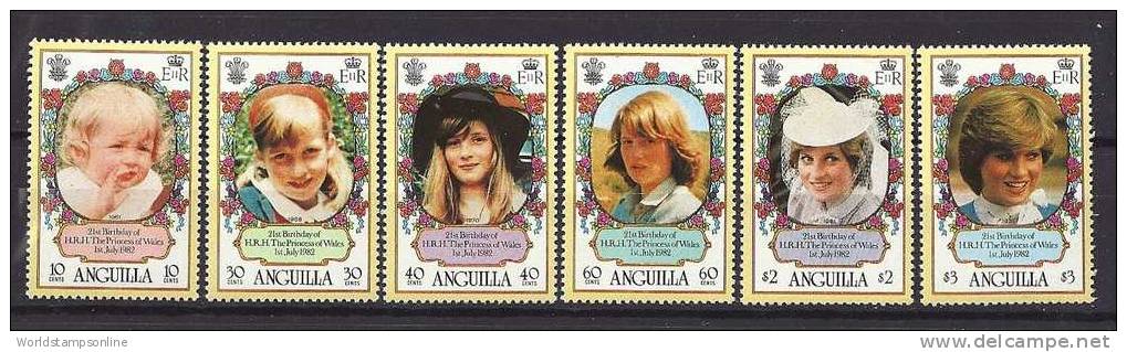 Anguilla, Serie 6, Year 1982, Mi 483-488, Princess Diana, MNH ** - Anguilla (1968-...)