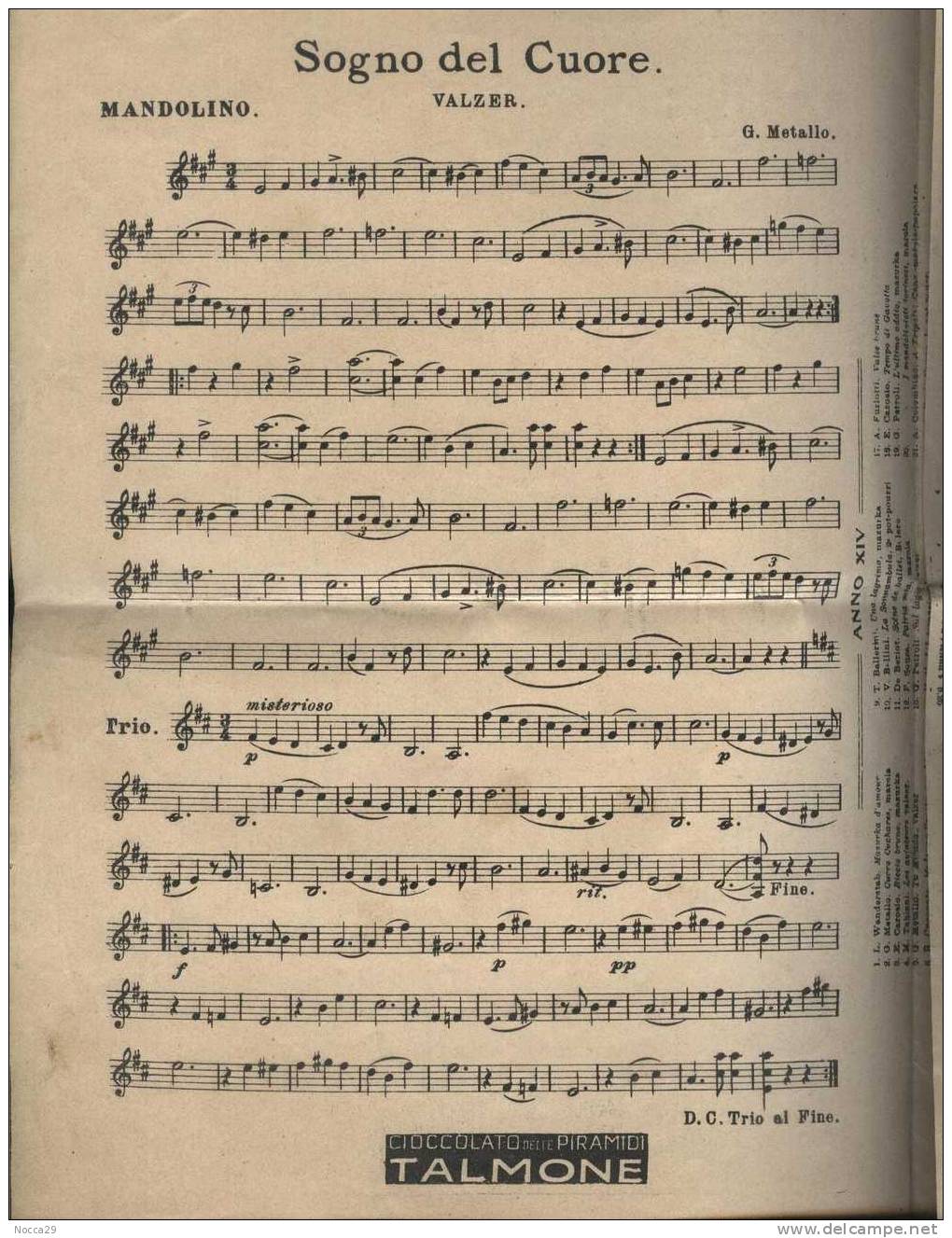 RIVISTA PIEGHEVOLE DEL 1912 IL MANDOLINISTA. MUSICHE PER MANDOLINO E CHITARRA - Musik