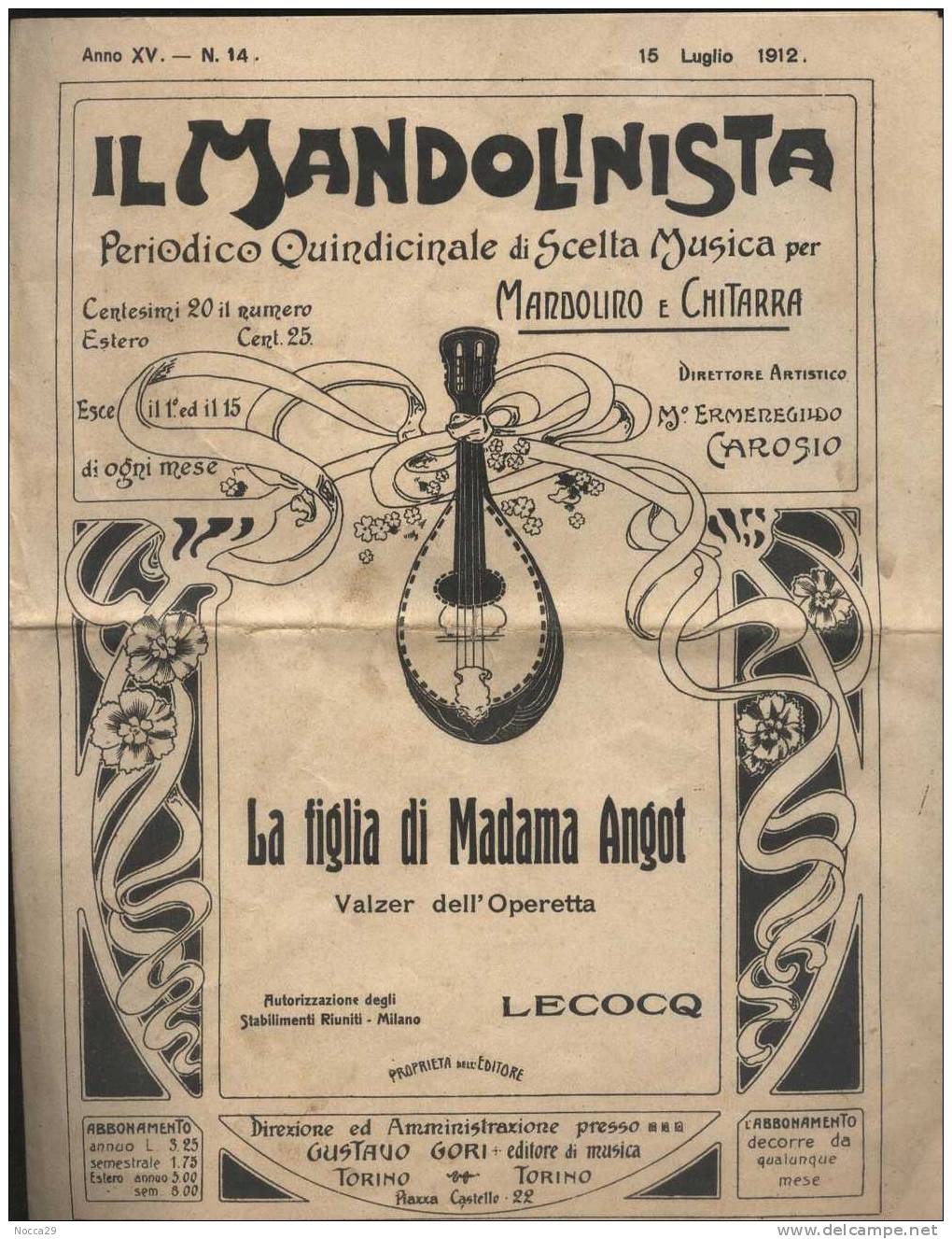 RIVISTA PIEGHEVOLE DEL 1912 IL MANDOLINISTA. MUSICHE PER MANDOLINO E CHITARRA - Musique