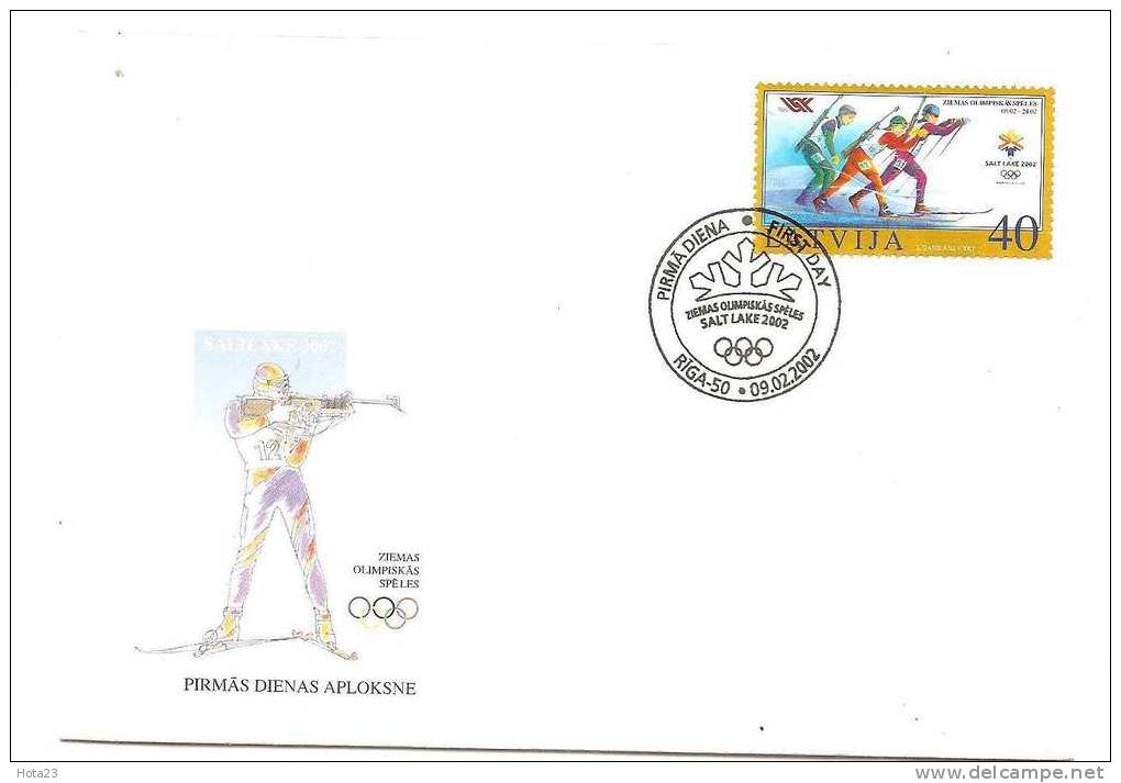 Latvia - OLIMPIC GAMES 2002 SALT LAKE Biathlon FDC - Hiver 2002: Salt Lake City