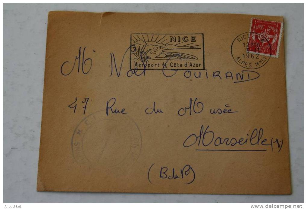 MILITARIA 1962 NICE ALPES MARITIMES 06 Lettre En Franchise Militaire TIMBRE F.M.N°12 + CACHET  MILITARIA - Cachets Militaires A Partir De 1900 (hors Guerres)