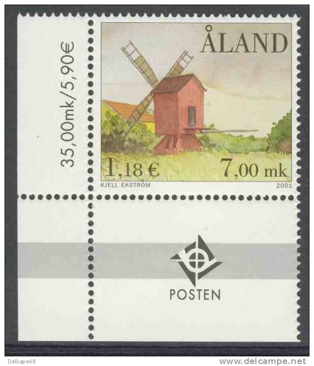 Aland 2001 Mi 193 ** Timbered Windmill / Gezimmerte Windmühle / Timrad Kvarn / - Mulini