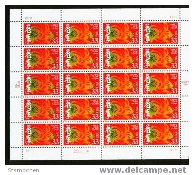 1999 USA Chinese New Year Zodiac Stamp Sheet - Hare Rabbit #3272 - Rabbits