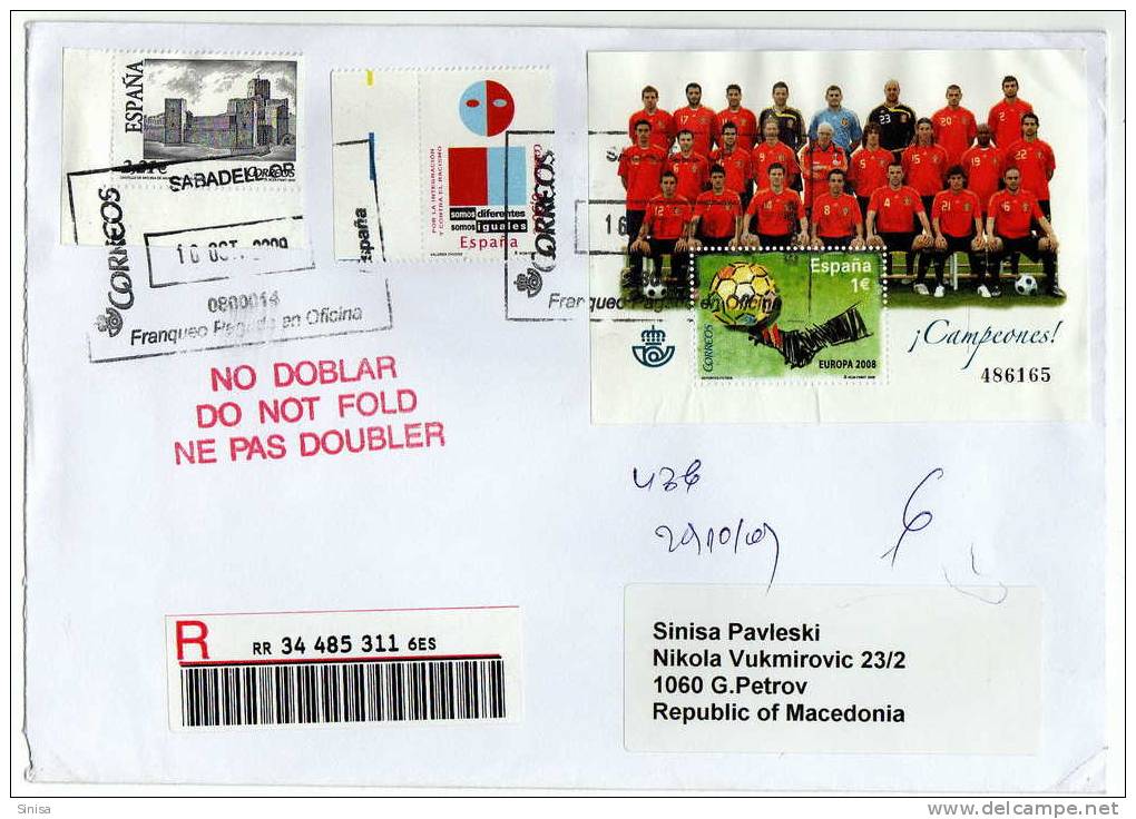 Spain / Letters / Cover / Letre / Registered Letter / Football Spain World Champions - Storia Postale