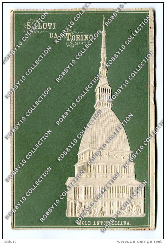 CARTOLINA FORMATO PICCOLO A RILIEVO TORINO MOLE ANTONELLIANA VIAGGIATA - Mole Antonelliana