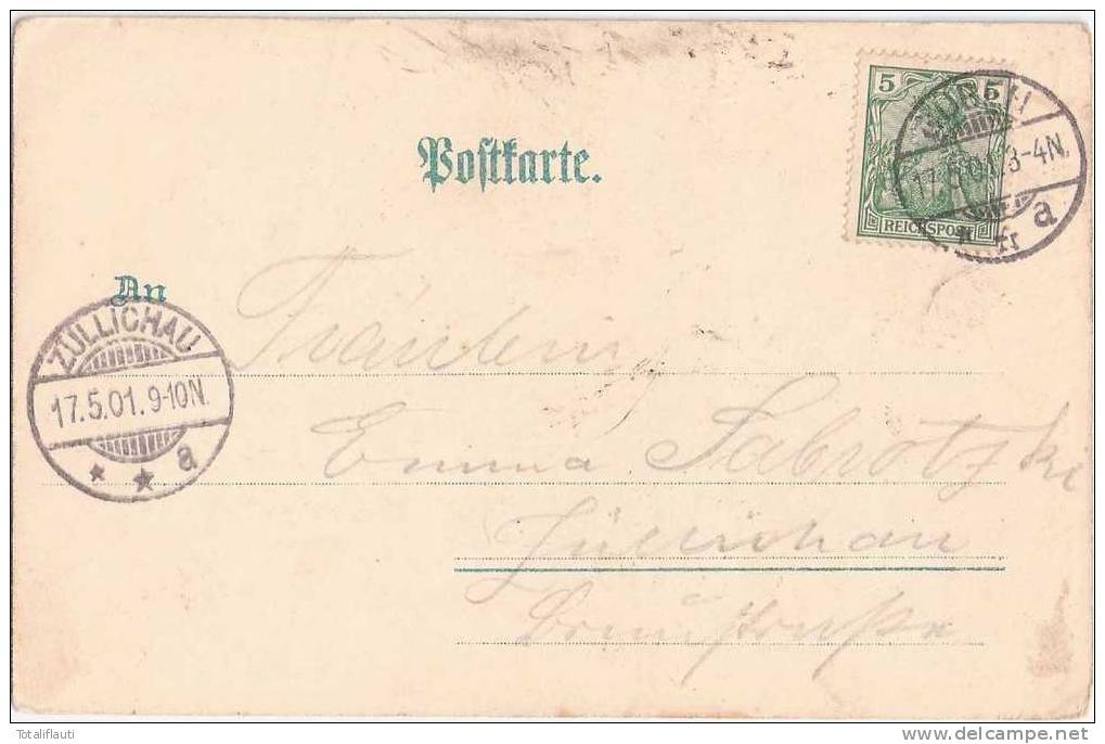 Guben Color Litho Kgl Landgericht Siegesdenkmal 17.5.1901 Gelaufen - Guben