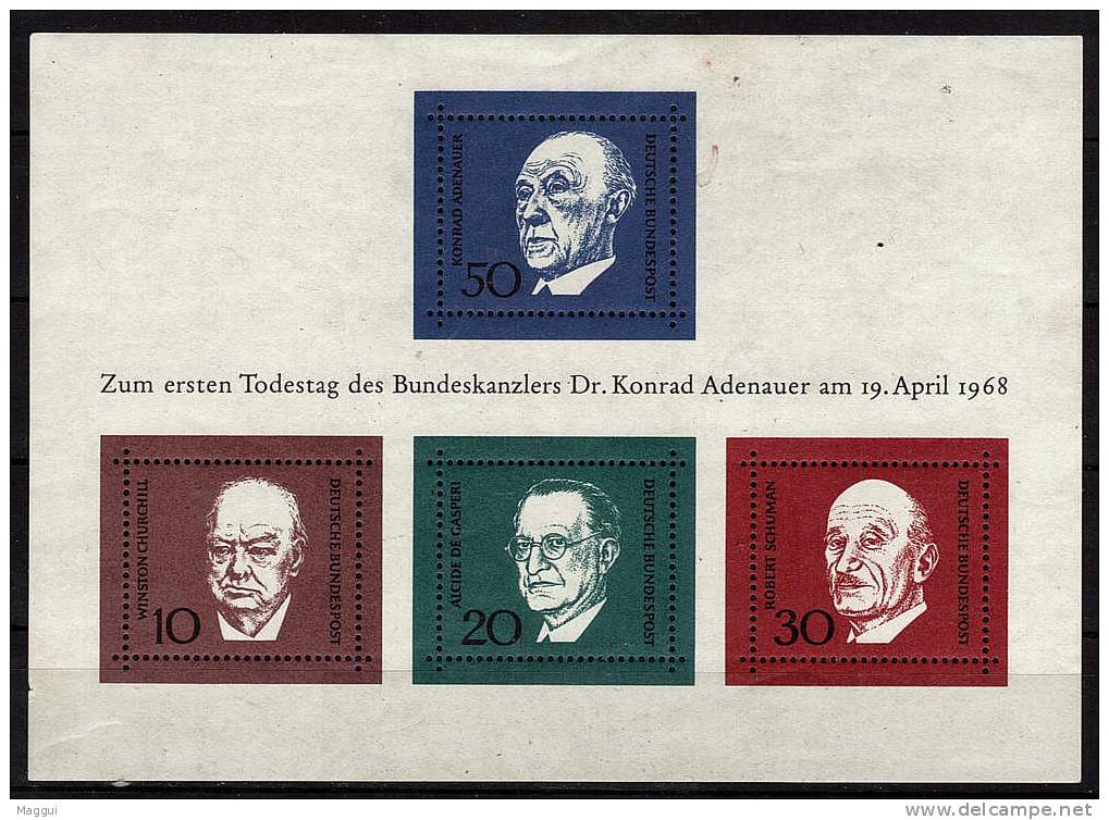 ALLEMAGNE  BF 3  * *   ( Cote 4.50 E ) Chanceliers   Churchill - Adenauer - Sir Winston Churchill