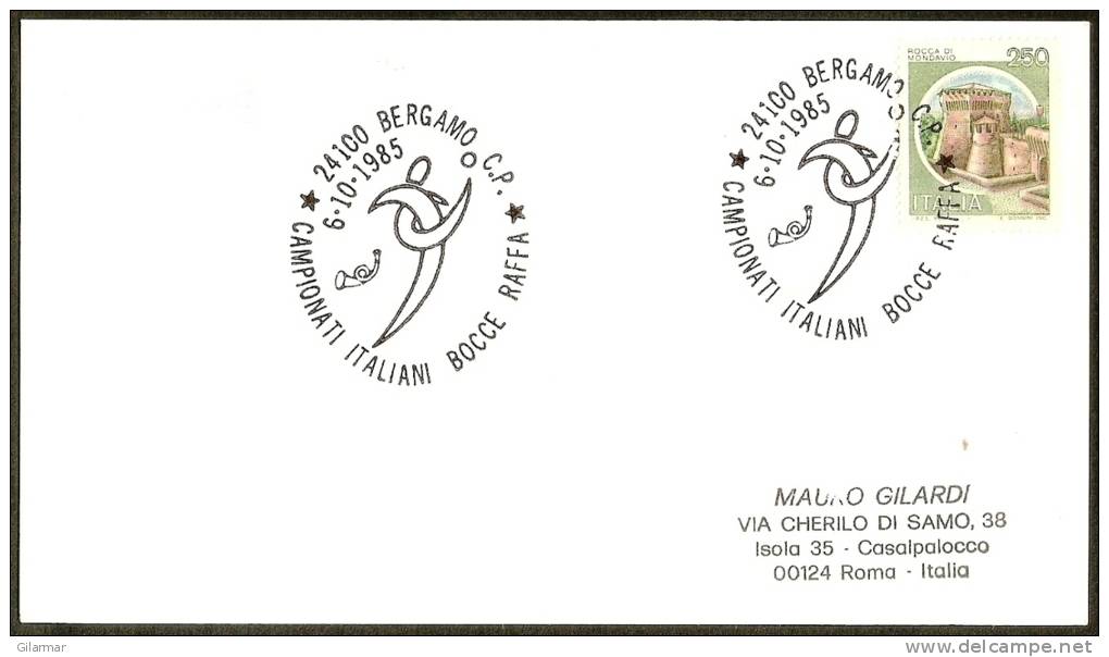 BOWLS - ITALIA BERGAMO 1985 - CAMPIONATI ITALIANI BOCCE RAFFA - CARD - Bocce