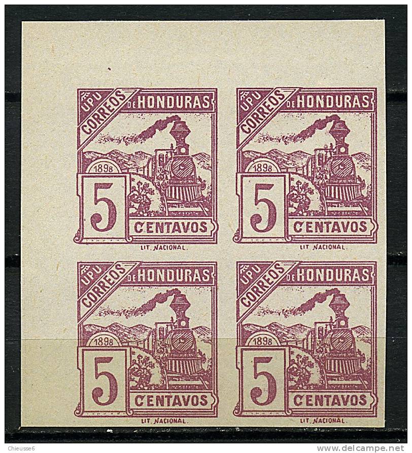 Honduras** N° 86a Non Dent.  En Bloc De 4 - Trains - Honduras